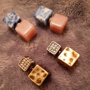 Set of 2 Earrings Front-Back Style